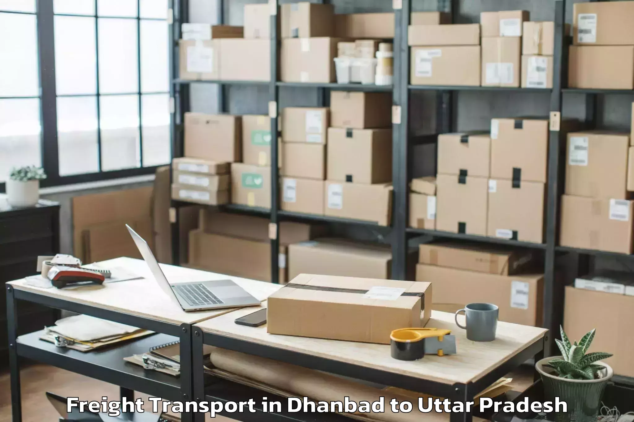 Top Dhanbad to Chandra Shekhar Azad Universit Freight Transport Available